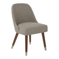 OSP Home Furnishings SB5392-M22 Jenna Dining Chair in Milford Dove with Coffee Finished Legs and Antique Brass Foot Caps 2/CTN